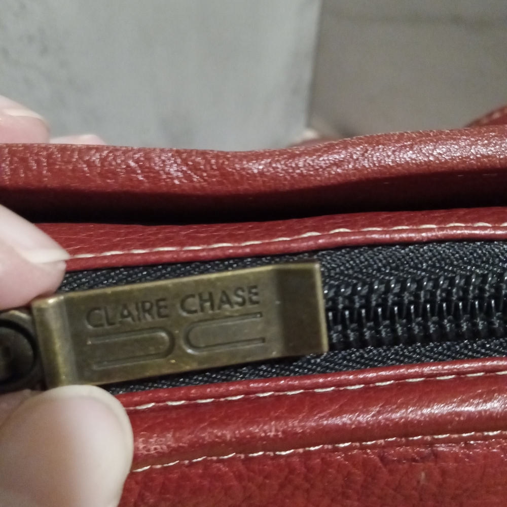 ClareChase Maroon Leather Computer Bag with Buckle Detail - Picture 3 of 12